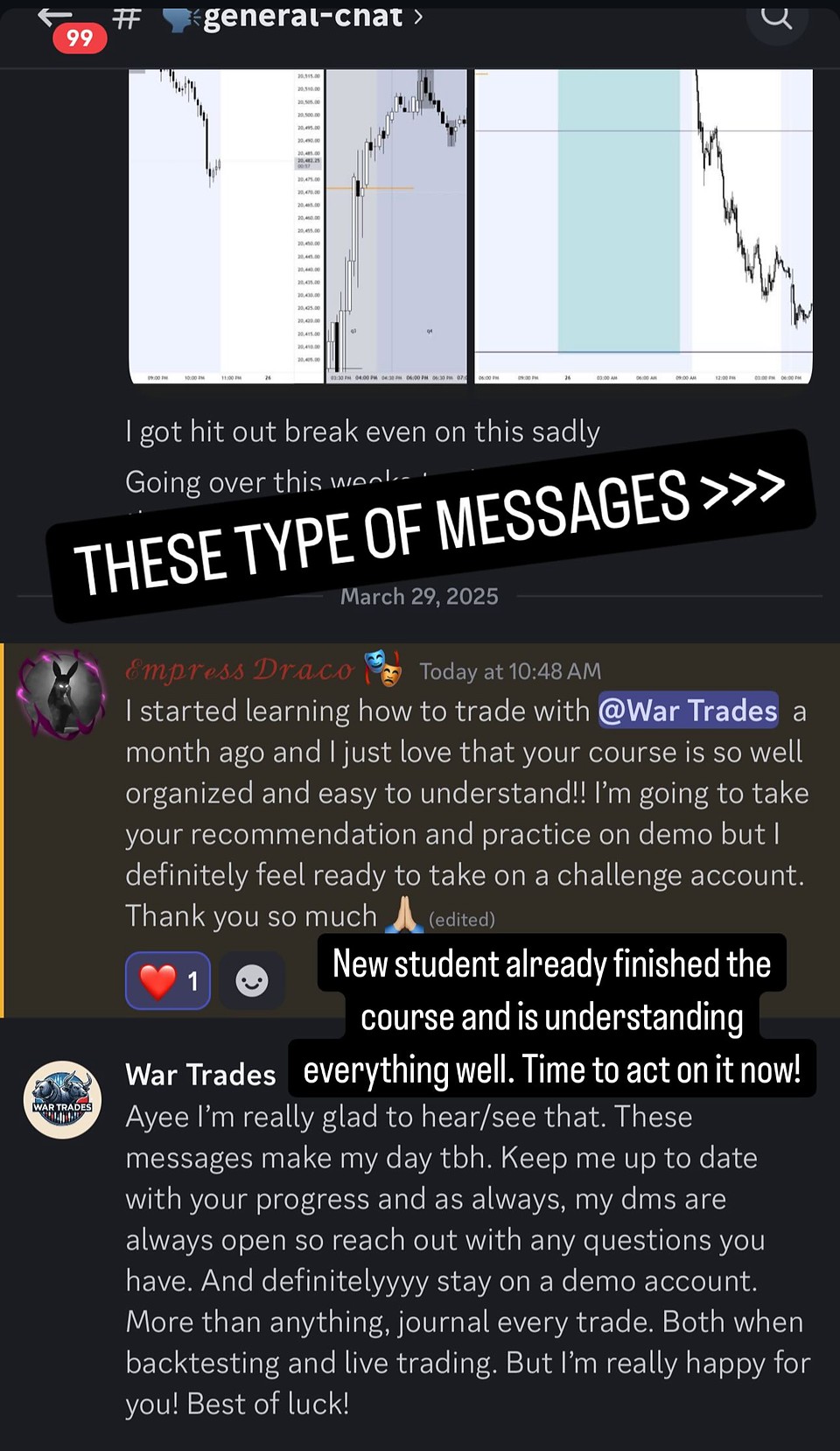 New student on the course being well organized